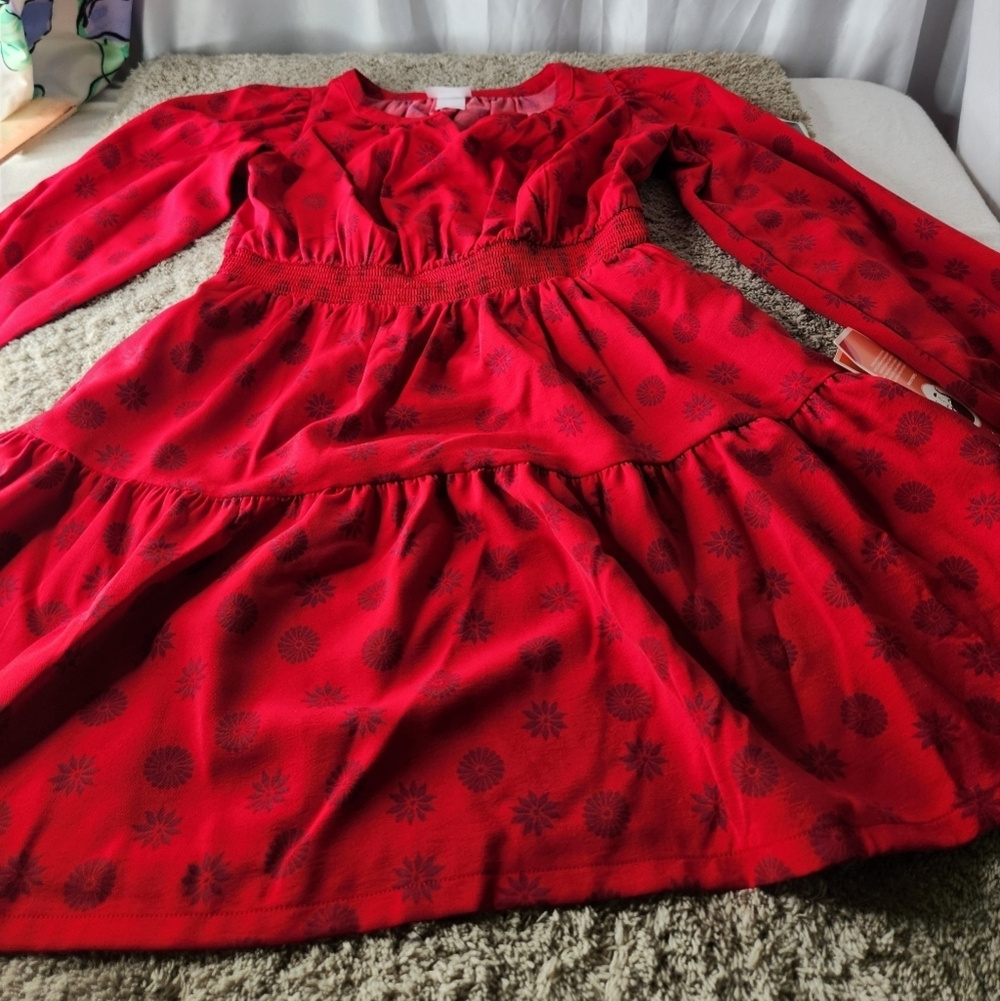 Latino Heritage Month Kids' Long Sleeve Girls' Dress - Red M - Picture 11 of 16